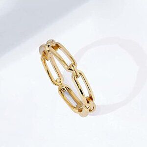 14K Gold or Rhodium Plated Sterling Silver Chain Link Band Ring
